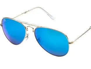 Aviador Folding Gold Blue Mirror